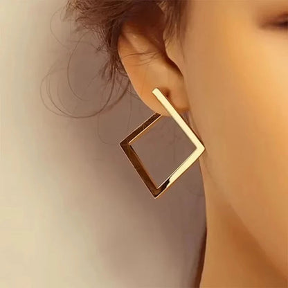 Minimal Square Geometric Earrings