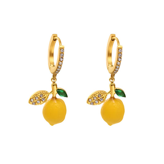 Lemon Fruit Stud Earrings