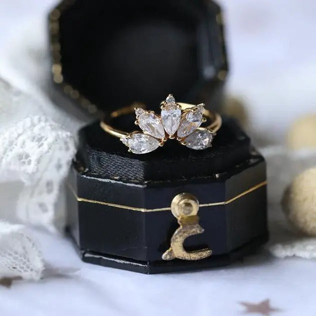 Open Petal Crown Ring