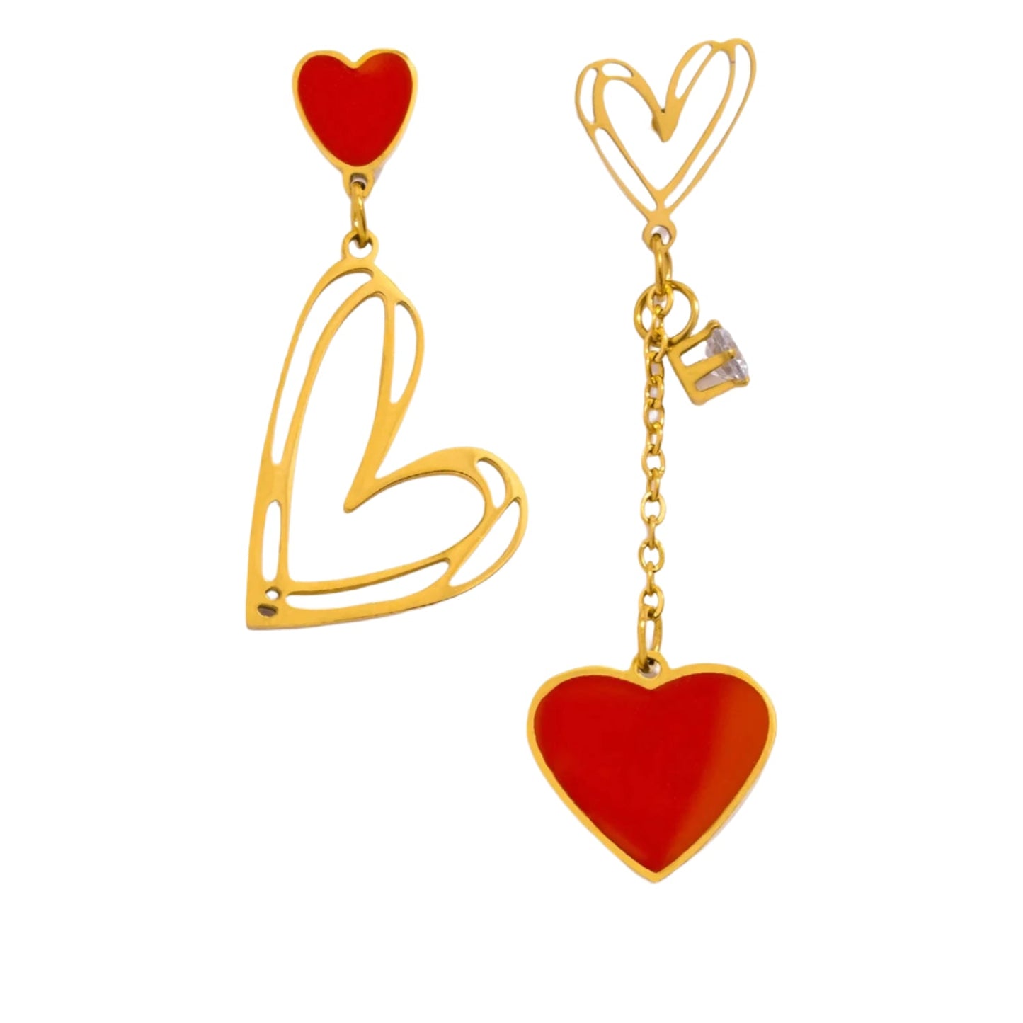 Asymmetric Heart Tassel Earrings