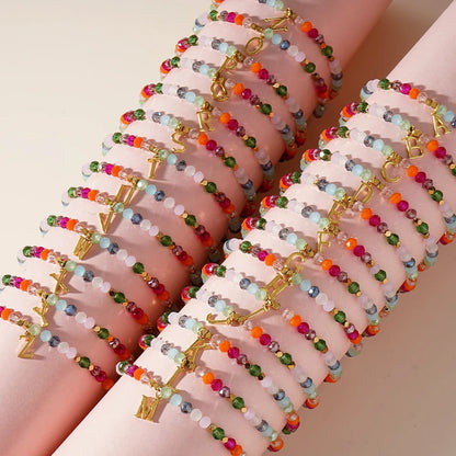 Rainbow Beaded Initial Bracelet