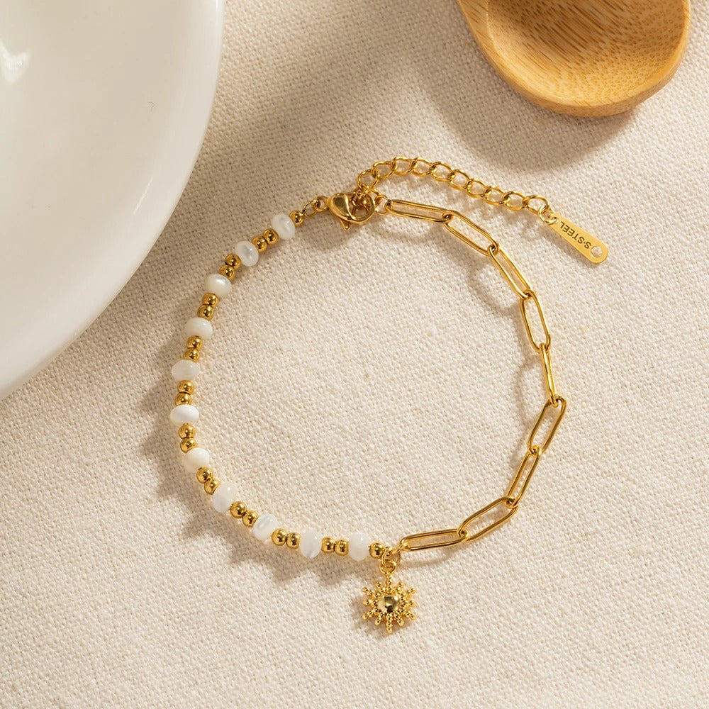 Sun Pearl Paperclip Bracelet
