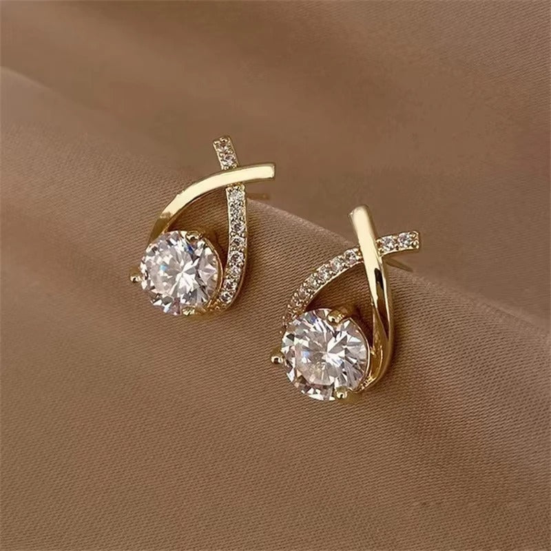 Shiny Ribbon Stud Earrings