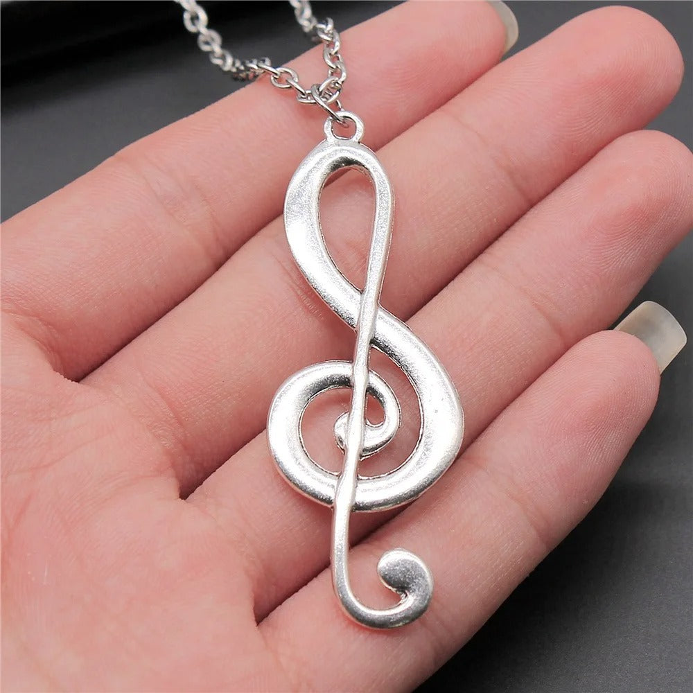 Antique Big Musical Note Necklace