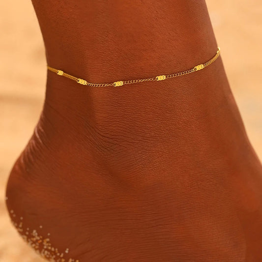 Delicate Minimal Thin Chain Anklet