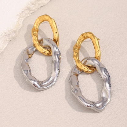 Exaggerated Double Hoops Stud Earrings