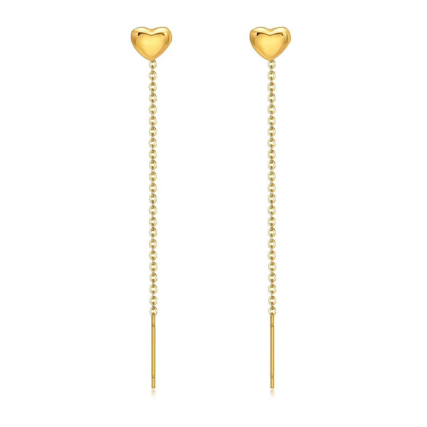 Long Tassel Heart Earrings