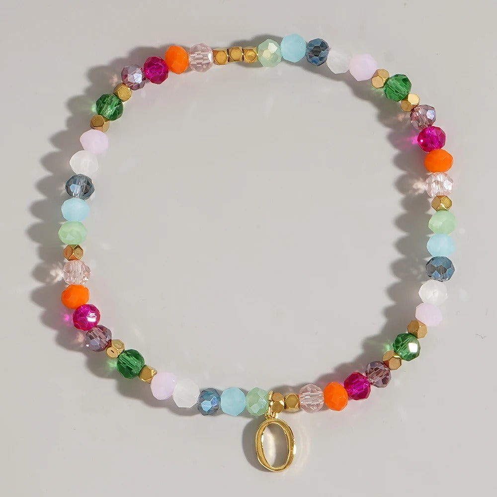 Rainbow Beaded Initial Bracelet