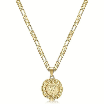 Round Letter Initial Necklace