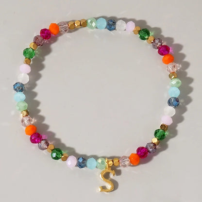 Rainbow Beaded Initial Bracelet
