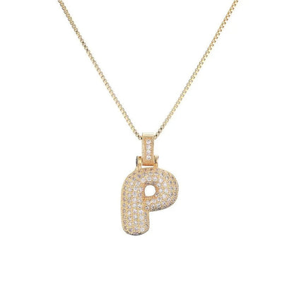 Diamond Bubble Initial Necklace