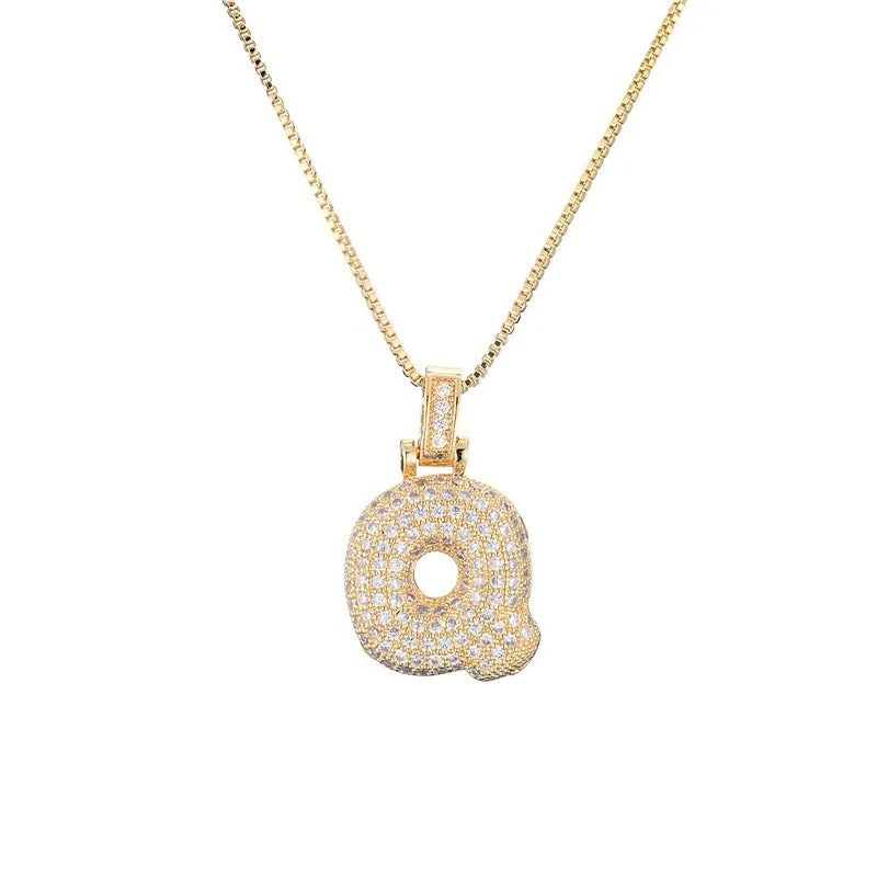 Diamond Bubble Initial Necklace