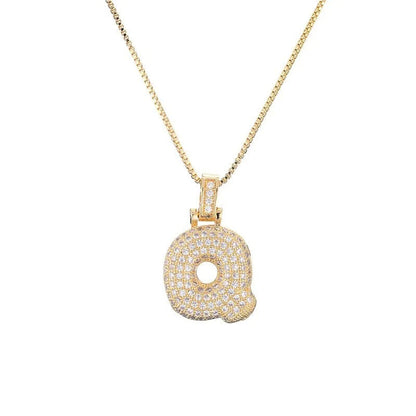 Diamond Bubble Initial Necklace