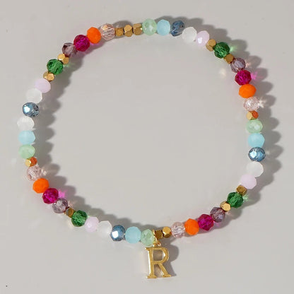 Rainbow Beaded Initial Bracelet