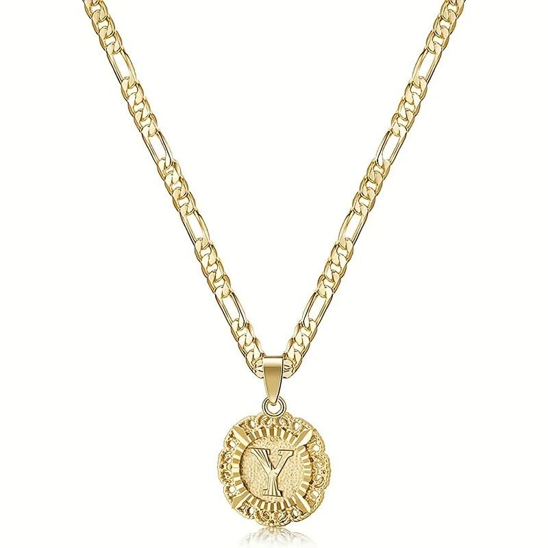 Round Letter Initial Necklace