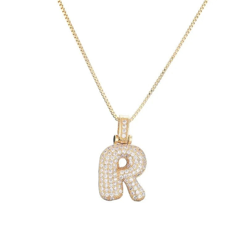 Diamond Bubble Initial Necklace