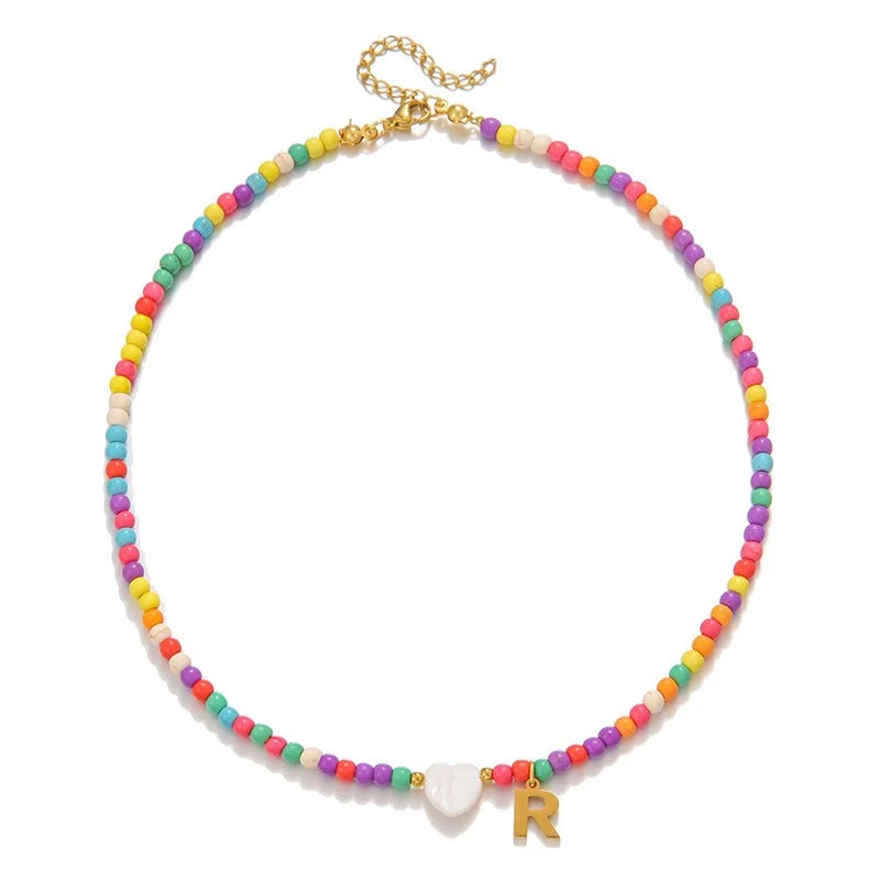 Colorful Initial Heart Necklace