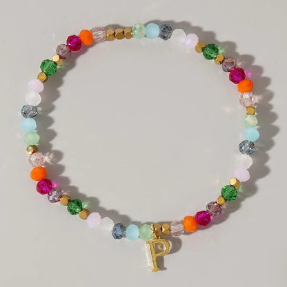 Rainbow Beaded Initial Bracelet
