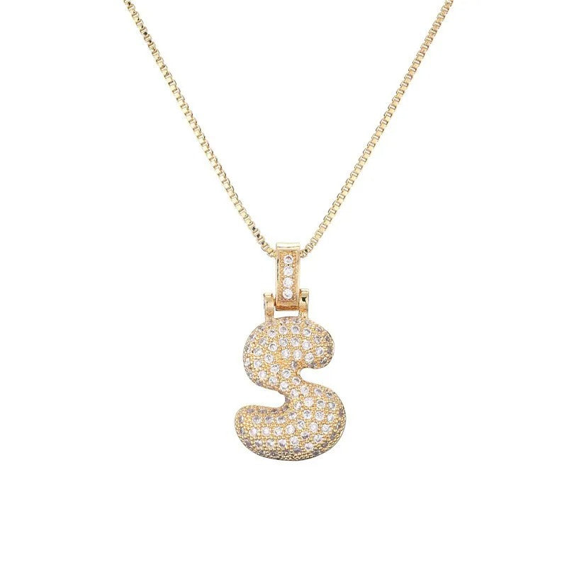 Diamond Bubble Initial Necklace