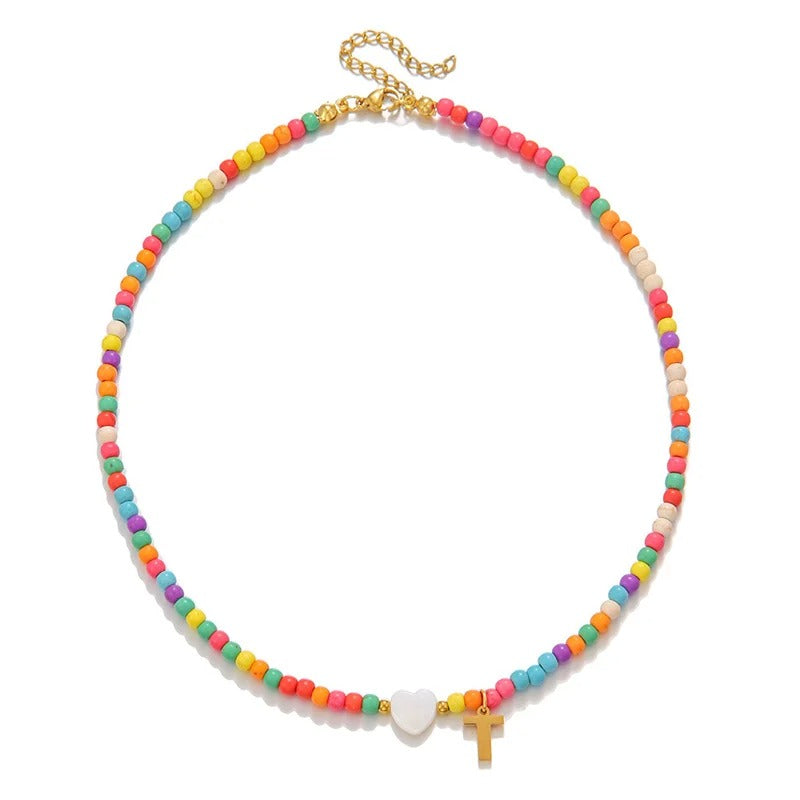 Colorful Initial Heart Necklace