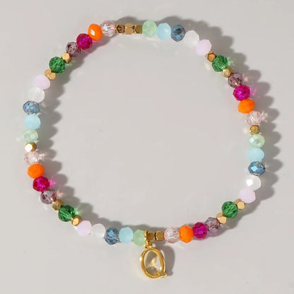 Rainbow Beaded Initial Bracelet