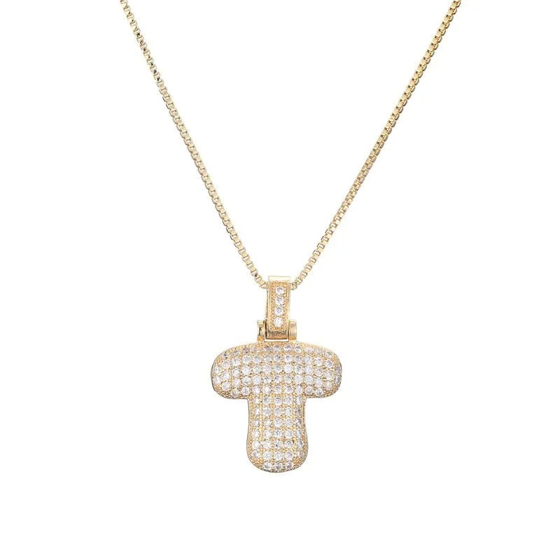 Diamond Bubble Initial Necklace