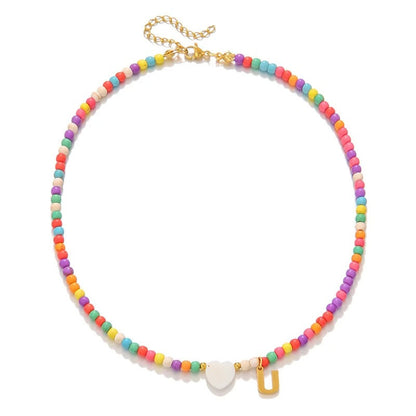 Colorful Initial Heart Necklace