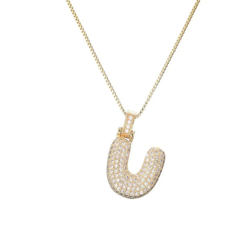 Diamond Bubble Initial Necklace