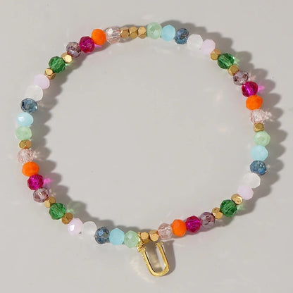 Rainbow Beaded Initial Bracelet