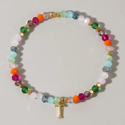 Rainbow Beaded Initial Bracelet