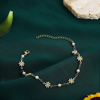 Layered Daisy Flower Anklet Set