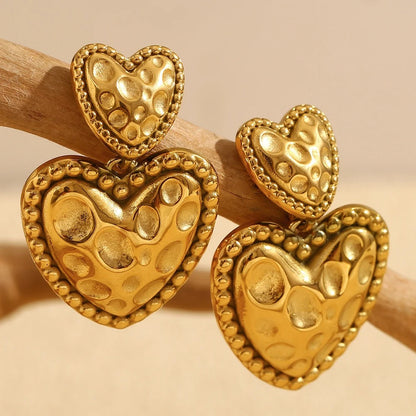 Beaded Edge Double Heart Earrings