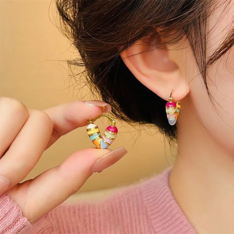 Colorful Heart Ear Buckle Earrings