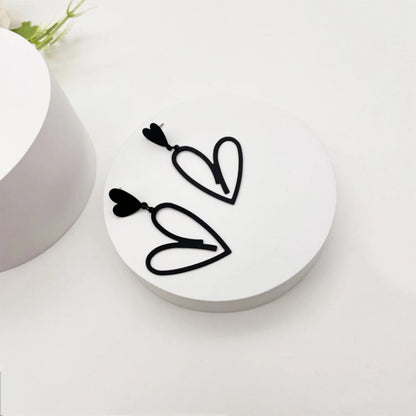 Hollow Love Heart Tassel Earrings