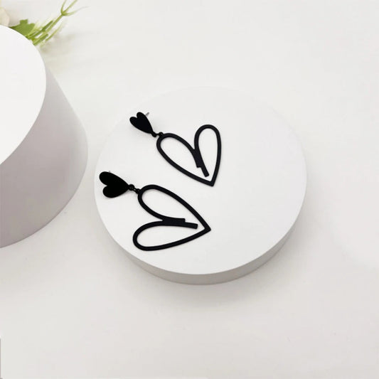 Hollow Love Heart Tassel Earrings