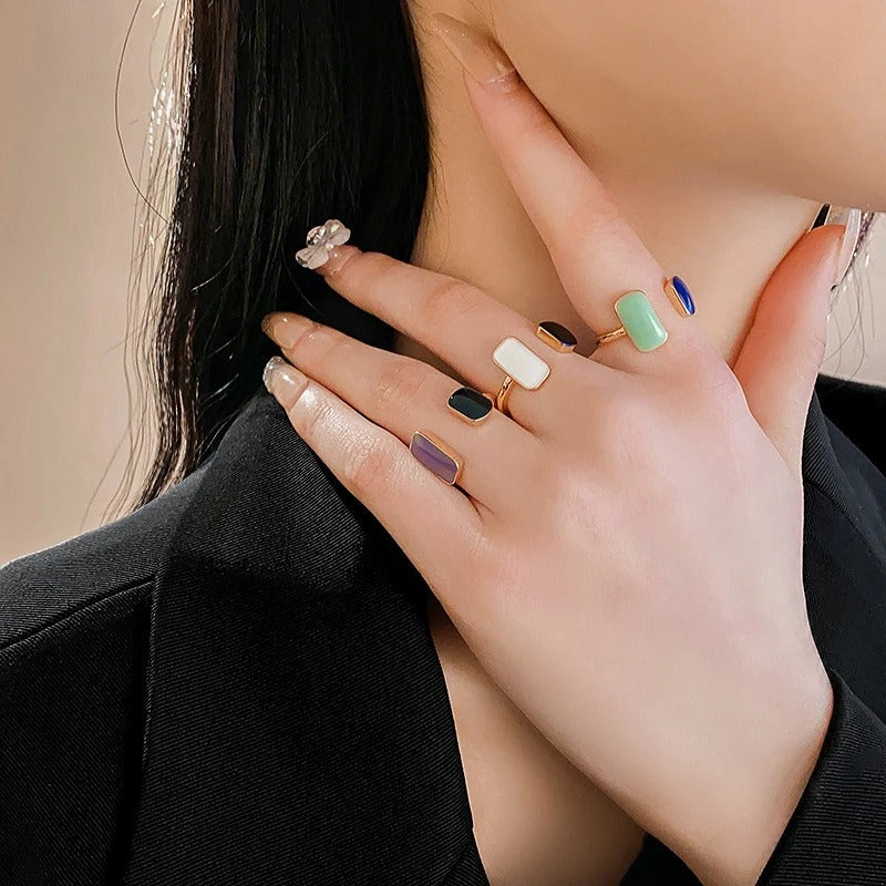 Geometric Dripping Shapes Ring