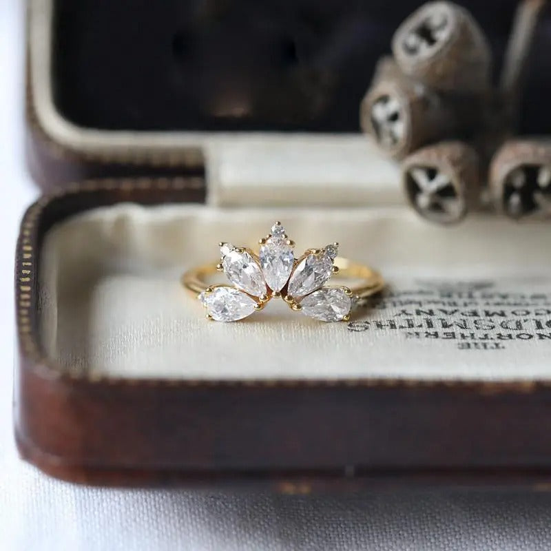 Open Petal Crown Ring