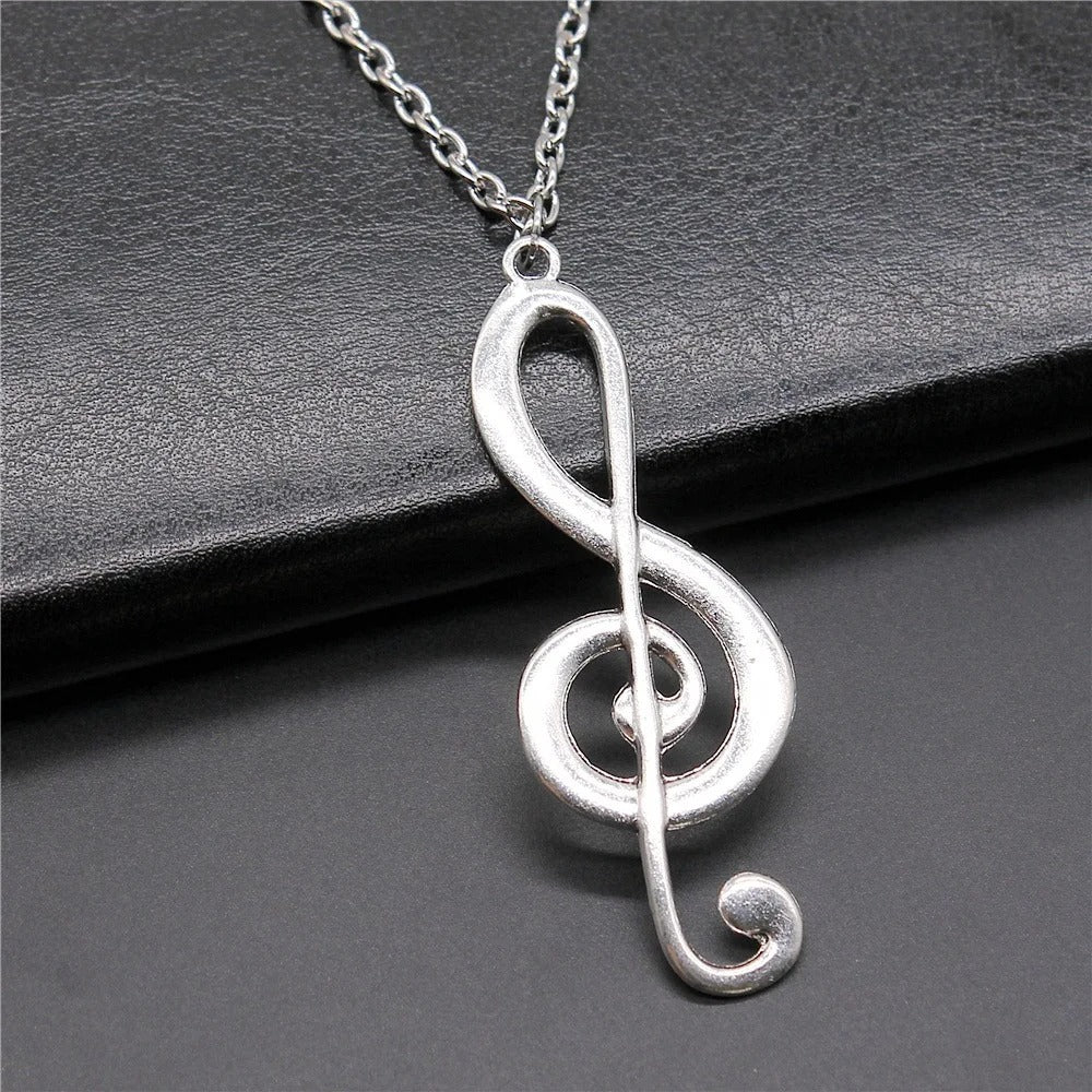 Antique Big Musical Note Necklace