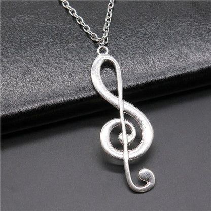 Antique Big Musical Note Necklace