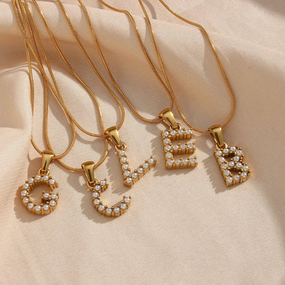 Pearl Letter Initial Necklace