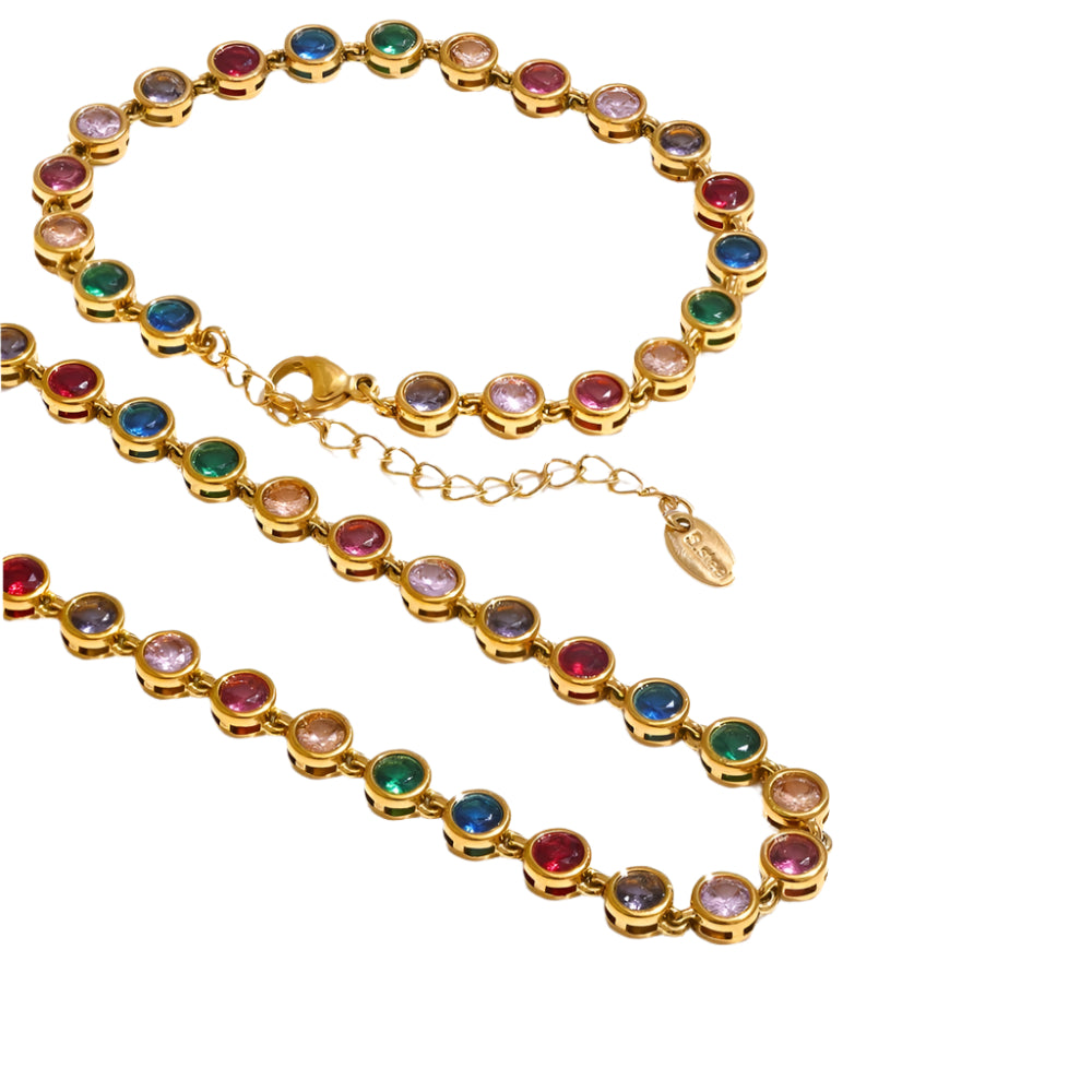 Colorful Circles Necklace and Bracelet Set