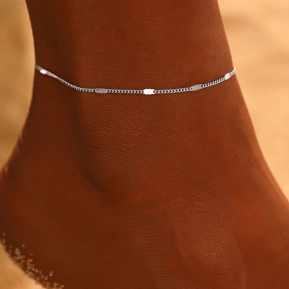 Delicate Minimal Thin Chain Anklet
