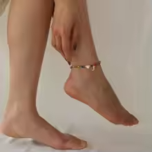 Colorful Initial Heart Anklet