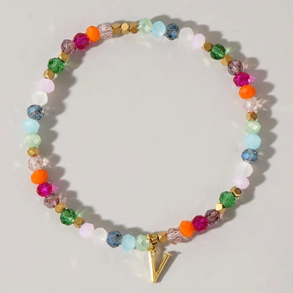 Rainbow Beaded Initial Bracelet