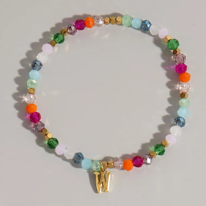 Rainbow Beaded Initial Bracelet