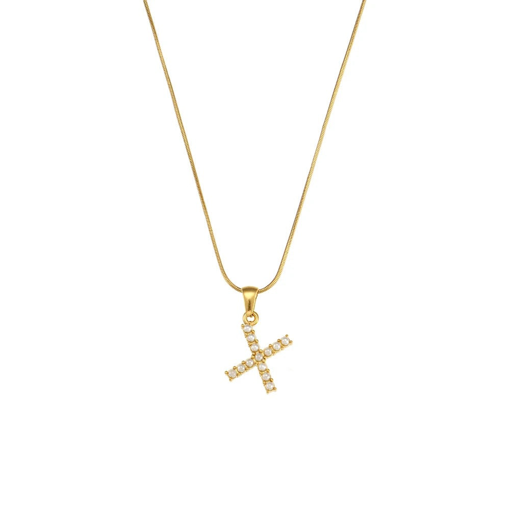 Pearl Letter Initial Necklace