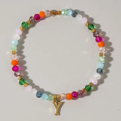 Rainbow Beaded Initial Bracelet