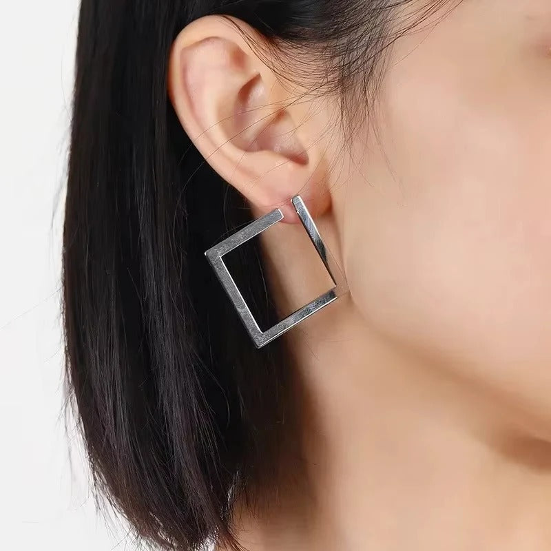 Minimal Square Geometric Earrings