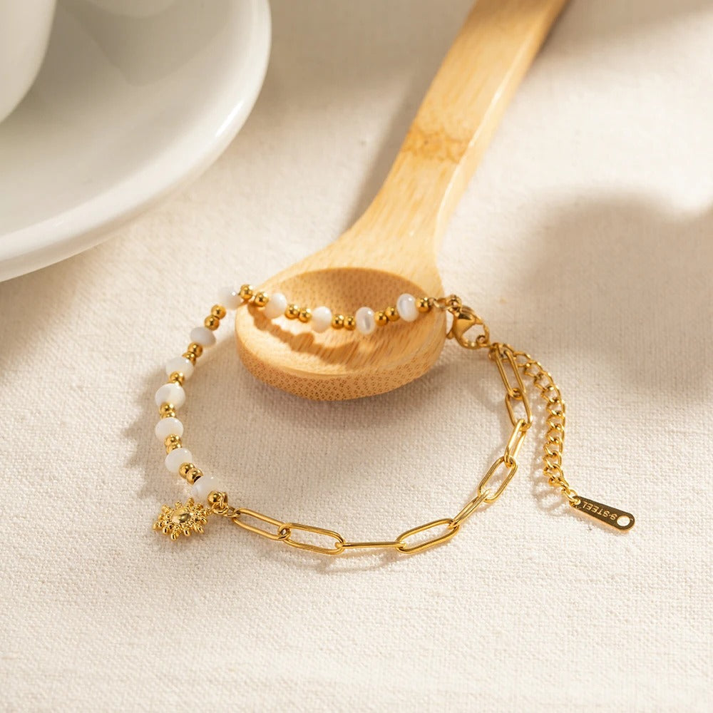 Sun Pearl Paperclip Bracelet