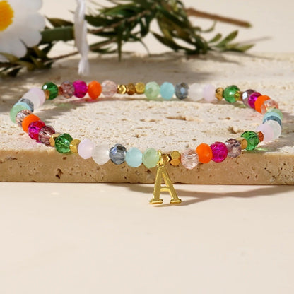 Rainbow Beaded Initial Bracelet